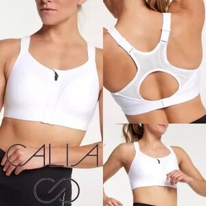 CALIA Go All Out High Support Zip Front Bra Womens‎ 34D Pure White